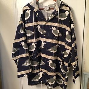 Made in USA Seagull Nautical Beach Windbreaker Jacket Sz L